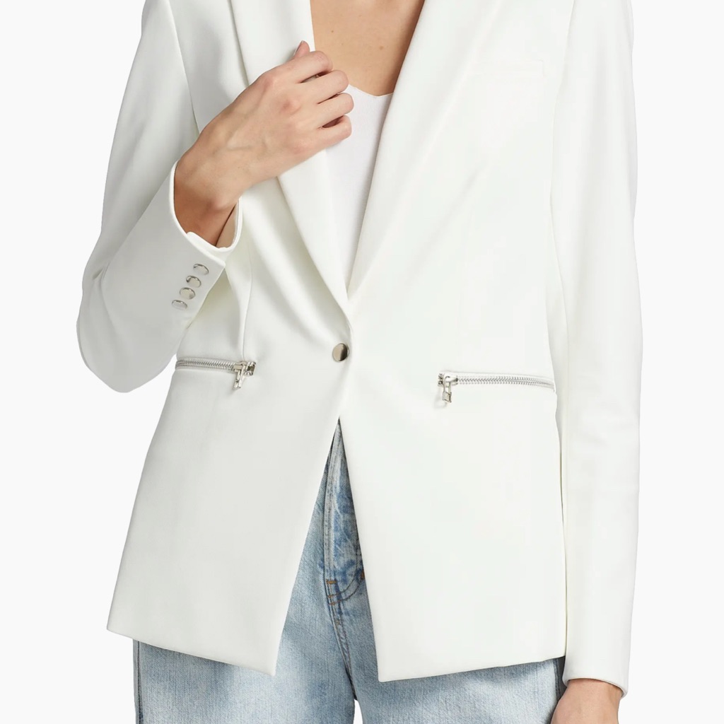 Veronica Beard White Blazer With Notched Lapel And Relaxed Fit